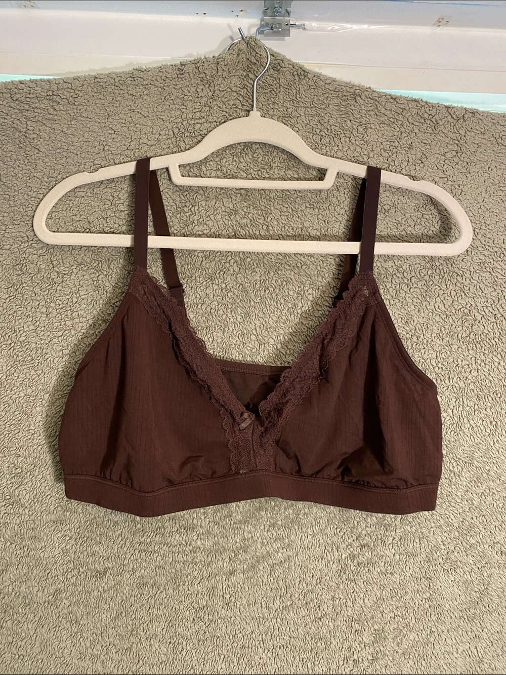 Auden Brown Lace-Trim Wireless Bralette